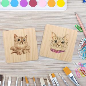 Venta al por Mayor de 24 Posavasos de Madera DIY con Almohadillas de Espuma Antideslizantes, Posavasos Grabados para Decoración del Hogar y Suministros de Cocina - Product Image 3