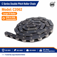Chaîne de convoyeur à double pas en acier au carbone anti-fatigue C2062H de 38,1 mm, robuste et à gros rouleaux, pour plateformes de décorticage de maïs et tarières transversales