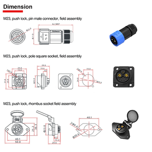 Conectores Impermeables IP67 Jnicon <span class=keywords><strong>M23</strong></span> 2+1+5 Pines 50A+15A+5A para Baterías de Litio - Product Image 3