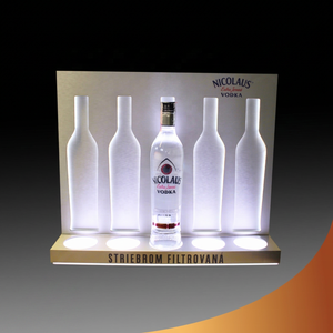 ชั้นวางไวน์อะคริลิคแบบมีไฟ LED สำหรับร้านค้าปลีกและบาร์โชว์ขวด - Product Image 1