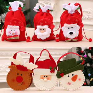 Sacs cadeaux de Noël écologiques en flanelle pour enfants, décoration de Noël, cadeaux portables, boules bon marché - Product Image 3