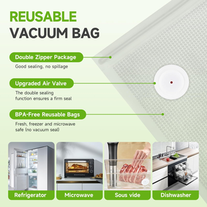 Sacs de conservation alimentaire gaufrés à fermeture éclair avec pompe pour cuisson sous vide – Sacs de mise sous vide sécurisés et pratiques - Product Image 5