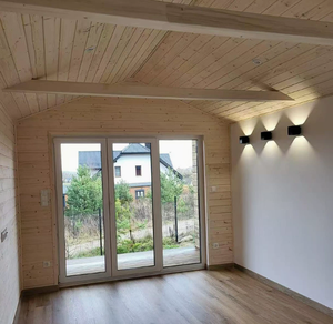Maisonnette <span class=keywords><strong>Barn</strong></span> Tiny House moderne et mobile, en bois préfabriqué, avec grande fenêtre vitrée, à montage rapide, pour camping, complexe hôtelier et hébergement extérieur - Vente chaude - Product Image 2