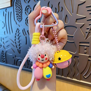 Portachiavi Trendy a Forma di Clown con Capelli Ricci, Ciondolo Borsa a Forma di Bambola Clown Cartone Animato, Idea Regalo per Donne e Ragazze, Vendita all'Ingrosso - Product Image 4