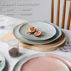 Graceful Hand Painted <strong>Stitching</strong> Color Steak Salad Dessert Serving Eco Friendly <strong>Plates</strong> Dinner Ceramic <strong>Plate</strong> - Product Image 2