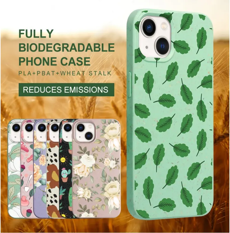 100% Sustainable Mobile Phone Cover OEM ODM Bio degradable Eco friendly Case for iPhone 13 14 Pro max Biodegradable Phone Case