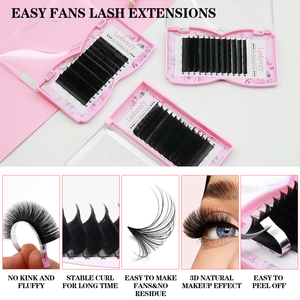Bán Buôn Lash Khay 0.03 0.05 0.07Mm Dễ Dàng Fan Hâm Mộ Nở Cá Nhân Lông Mi Mở Rộng Wispy Phong Cách Với CC & DD Biểu Tượng Tùy Chỉnh Dịch Vụ - Product Image 4