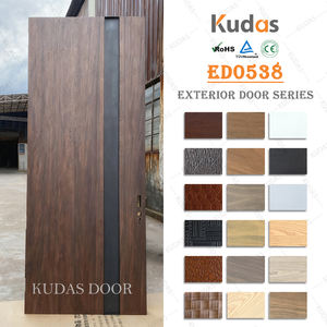 Haupteingang Außen Walnuss Massivholz Große Haustür Einzel aluminium Moderne Vordere ingang Holz Drehtür - Product Image 3