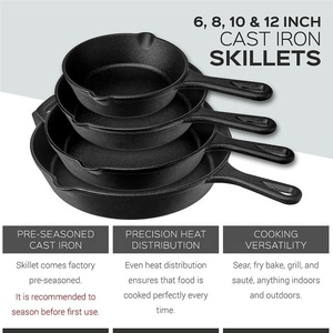 <strong>Complete</strong> Chef <strong>Set</strong> Nonstick Saute Frying Pan Pre-Seasoned <strong>Cast</strong> <strong>Iron</strong> Skillet <strong>Set</strong> - Product Image 2