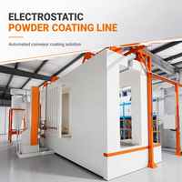 Lini Pelapisan Bubuk Elektrostatik, Booth Semprot Konveyor, Oven Pengering, Kontrol PLC untuk Baja, Besi, Aluminium, Tembaga, Kayu