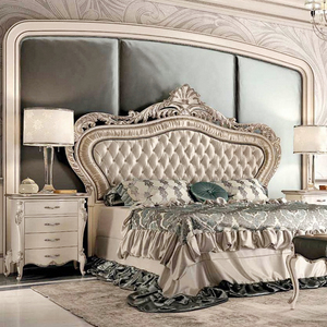 Meilleures idées d'ensembles <span class=keywords><strong>de</strong></span> <span class=keywords><strong>chambre</strong></span> <span class=keywords><strong>à</strong></span> <span class=keywords><strong>coucher</strong></span> classiques : Lit king size royal luxueux avec cadre en bois d'hévéa et revêtement en tissu, doux et chaleureux - Product Image 1
