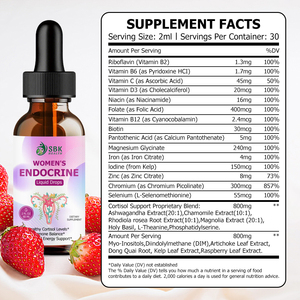 Private Label Womens Endocrine Liquid Drops with Riboflavin Health Begins with Balanced Endocrine Strawberry Flavory - Product Image 2
