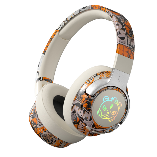 New Camo Graffiti Over Ear Headphones Lightweight for V5.4 Wireless Headset 3D Surround Sound for Gaming Music Teens