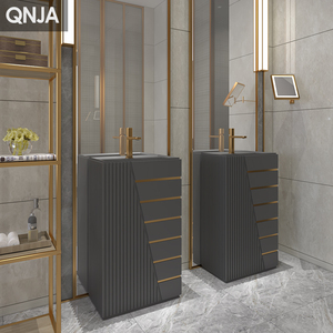 Venta Directa de Fábrica, Lavabo <span class=keywords><strong>Independiente</strong></span> Integrado para Baño, Lavabo <span class=keywords><strong>Independiente</strong></span> con Base de Piedra Artificial, Lavamanos para Hotel - Product Image 1