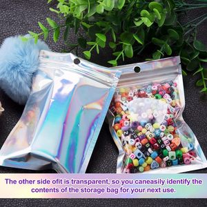 Sealable Heat Seal Barrier <b>Bag</b> White Mylar <b>Clear</b> Front Smell Proof Resealable Stand up Pouches with Ziplock for Liquid Solids - Product Image 3