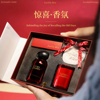 Ensemble cadeau diffuseur de parfum et bougie en verre rouge de luxe, artisanal et personnalisé, avec ornement en plâtre, parfum frais longue durée, pour mariage