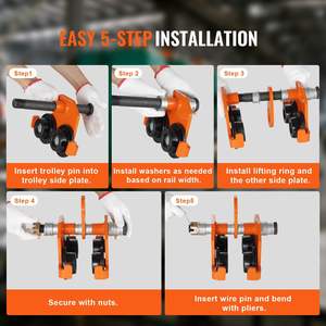 DB Wholesale 2200 Lbs/1 Ton Load Capacity Manual Trolley Adjustable I-Beam <b>Flange</b> Width with Dual Wheels Dual Beam Push Manipula - Product Image 5