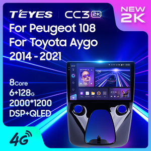 Lecteur DVD de voiture TEYES CC3 2K pour <span class=keywords><strong>Peugeot</strong></span> <span class=keywords><strong>108</strong></span> pour Toyota Aygo B40 2014 - 2021 lecteur DVD de voiture de navigation Android 10 pouces - Product Image 5
