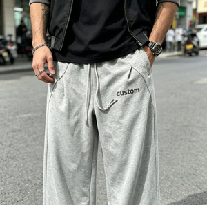 กางเกงวอร์มผู้ชายเอวยางยืดผูกเชือก สีเทา ผ้าฝ้าย 100% สไตล์ลำลองสำหรับฤดูใบไม้ร่วง เนื้อผ้าระบายอากาศได้ดี - Product Image 1