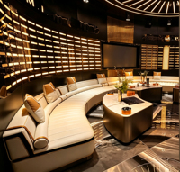 Canapé de bar lounge moderne pour discothèque, VIP, noir, modulaire, banquette de salon d'hôtel, sièges LED, ensemble de bar KTV, acier inoxydable, pour salon