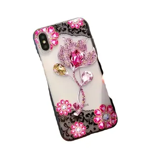 Luxury rose flower lace pattern tpu pc cover case for iPhone Xs Max