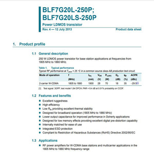 BLF7G20LS-250P SOT539B-<span class=keywords><strong>transistor</strong></span> de puissance LDMOS 250W pour les applications de station de base à des fréquences de 1805MHz à 1880MHz. - Product Image 2