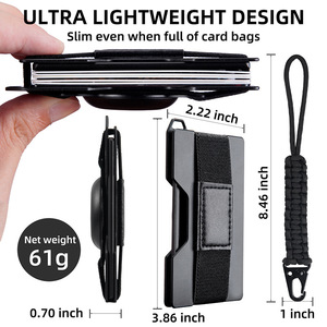 Minimalista RFID Anti-Roubo ID <span class=keywords><strong>Card</strong></span> Holder Business <span class=keywords><strong>Mens</strong></span> Coin Storage <span class=keywords><strong>Wallet</strong></span> com Carabiner Umbrella Rope Alumínio Acessório - Product Image 6