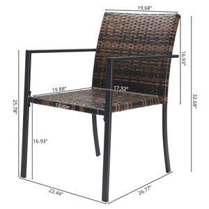 Ensemble de 2 chaises de patio d'extérieur empilables en osier, structure en acier, meubles de jardin résistants aux intempéries, design contemporain - Product Image 5