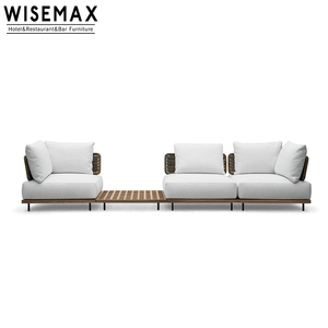 Canapé de salon moderne pour hôtel commercial, chaise longue en corde tressée pour l'extérieur, canapé en aluminium avec coussin pour patio, ensemble de canapé d'extérieur moderne - Product Image 4