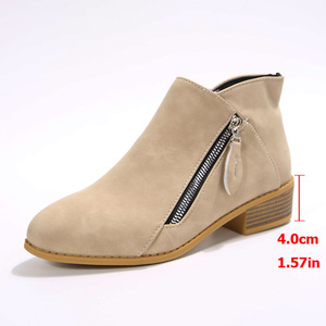 Nouvelles bottines pour femmes automne/hiver, bout pointu, talon moyen, ventilation, fermetures éclair double face, style européen américain - Product Image 5