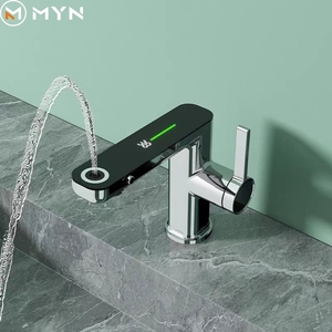 2024 Meiyani New Design LED Digital Display Spray Up Bathroom Faucet Multi Functional Face Wash Basin Faucet