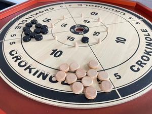 Bộ Trò Chơi Bảng Crokinole 4 Trong 1 Bằng Gỗ Dành Cho Hai Người Chơi | 24 Đĩa Đen Trắng & Bảng Trò Chơi - Product Image 3