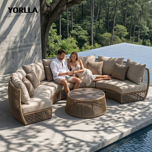 Canapé semi-circulaire <span class=keywords><strong>de</strong></span> <span class=keywords><strong>jardin</strong></span> moderne et bio, tissu résistant aux intempéries, fabricant OEM, directement <span class=keywords><strong>de</strong></span> l'usine - Product Image 1