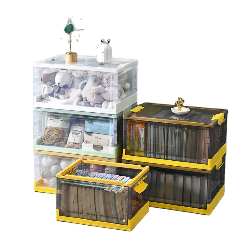 Portable Storage Bins Plastic Storage Box with Durable Lid and Secure Latching Buckles