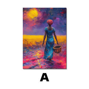Pósteres Modernos de Pinturas Abstractas de Mujeres Africanas, Arte de Retrato de Paisaje al Atardecer Rojo, Pintura Mural para Decoración del Hogar y Sala de Estar - Product Image 5