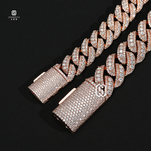 Messing 18MM Dreireihige VVS Moissanit Cuban Link Kette Iced Out Hip Hop Halskette mit GRA-Zertifikat - Product Image 2