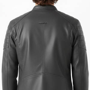 Chaqueta de Cuero de Oveja para Hombre, Color Sólido, Estilo Urbano, Personalizable con Logotipo, Ecológica, Cómoda, con Cuello Alto y Logotipo Frontal - Product Image 6
