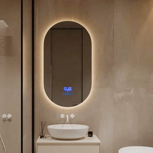 Miroir de luxe moderne ovale éclairé or salle de bain LED mural intelligent avec écran tactile antibuée Fonction grossissante évaluée IP44 - Product Image 2