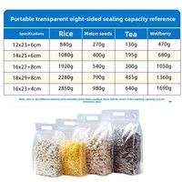 Sacs refermables transparents à huit soudures pour aliments, thé, nouilles ; Sacs en plastique épais et refermables, type transport, pour la conservation de la fraîcheur