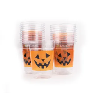 Happy Halloween Days PET PLA Disposable Transparent Plastic Cups 12oz 16oz 24oz With Devil's Head Logo