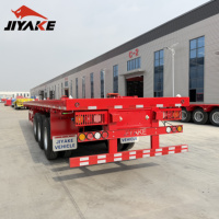 Semi-remorque plate rouge de haute qualité, 4 essieux, pour le transport de conteneurs, vente directe d'usine