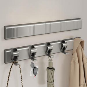 Porte-manteau mural invisible sans perçage, pliable, gris, design minimaliste pour salle de bain, entrée, arrière de porte, rangement - Product Image 2
