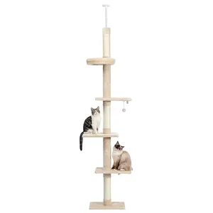 Ayarlanabilir uzun boylu mobilya kat tavan kedi ağaçları kedi tırmanma çerçeve katı ahşap yuva oyuncak tırmalama kutup