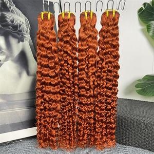 #350 <span class=keywords><strong>Orange</strong></span> gingembre couleur profonde bouclés cheveux brésiliens bruts 12A tissage naturel non traité cuticule alignée faisceaux de cheveux humains bouclés - Product Image 1