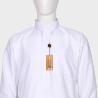 Nouvelle Tunique Saoudienne Blanche Style 2026 pour Hommes, Robe Arabe Musulmane à Col Chemise, Manches Longues, Jubba, Vêtement Islamique, Qamis pour Ramadan et Aïd