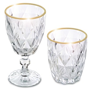 Diana 12 Piece Gold Rimmed <b>Glass</b> <b>Drinkware</b> Set - Product Image 1