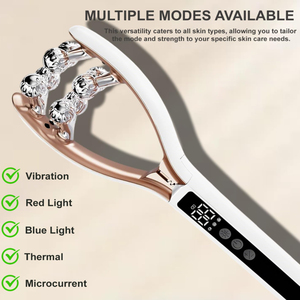 Appareil de relaxation sonique pour le visage et le cou avec chargement USB, design en arc doré, adapté à la peau, portable, équipement personnel de soin de la peau pour les voyages - Product Image 6