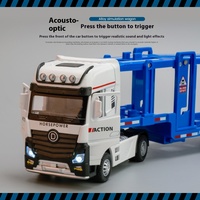 Remorque de camion en alliage double couche à plat avec effets sonores et lumineux Jouet de transport de voiture pour petites voitures Mécanisme de traction pour enfants en métal