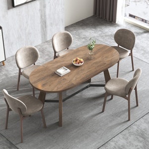 เฟอร์นิเจอร์ห้องรับประทานอาหารทันสมัย โต๊ะรับประทานอาหารทรงวงรี โครงไม้แข็งแรงทนทาน สำหรับ 6 ถึง 8 ที่นั่ง - Product Image 2