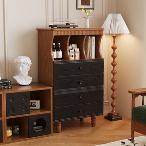 Vintage Style Solid Wood Four <b>Drawer</b> Chest With Storage Bedroom Dresser Cabinet - Product Image 4